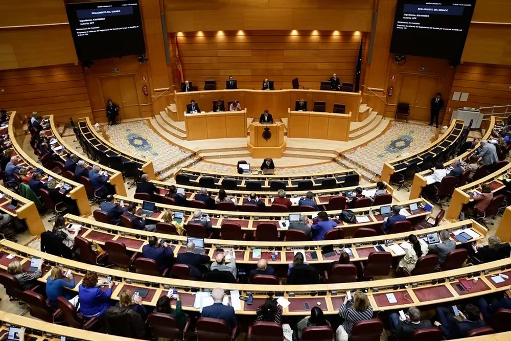 l senador de ERC, Josep Maria Reniu, interviene en el pleno de la Cámara Alta este martes
