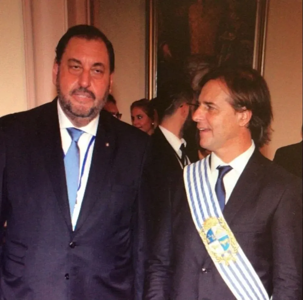 Boris Svetogorsky Marino con Luis Lacalle Pou, el día de la asunción presidencial, el 1° de marzo de 2020 en Uruguay