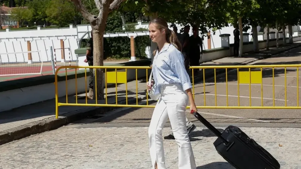 Leonor, durante su llegada a la Academia Militar de Zaragoza.