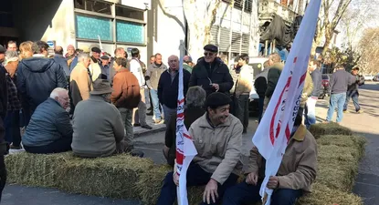 entre fardos y reclamos, tamberos marchan hacia presidencia