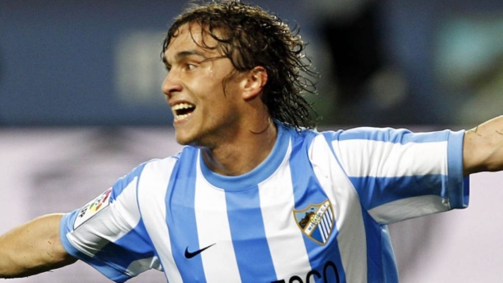 Sebastián Fernández celebrando un gol para Málaga de España