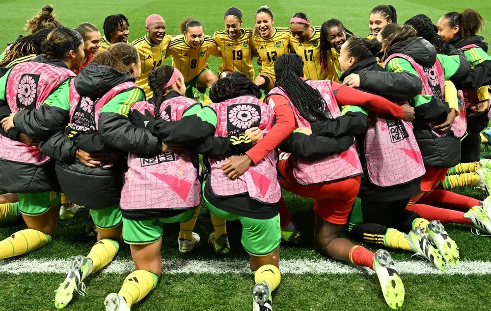 Las jugadoras de Colombia celebran la clasificación