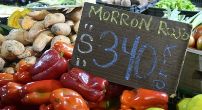 Morrón rojo: el precio, este jueves 23 de mayo, en uno de los supermercados del Centro en Montevideo.