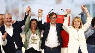 El candidato a la presidencia de la Generalitat por El PSC, Salvador Illa, comparece ante los medios para valorar los resultados electorales,