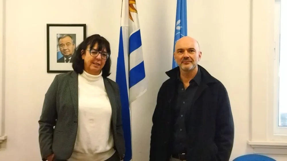 Mariana y Alberto Volpi en la sede del PNUD Uruguay