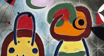 L’oiseau au plumage déployé vole vers l’arbre argenté, del catalán Joan Miró