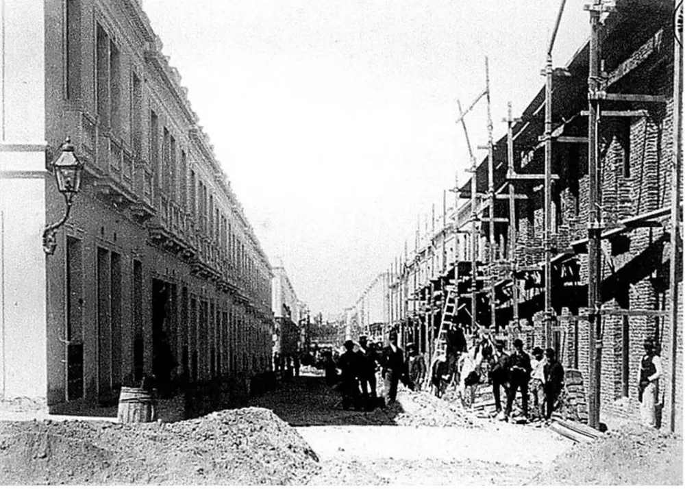 El barrio Reus al Norte en etapa final de construcción, circa 1890.