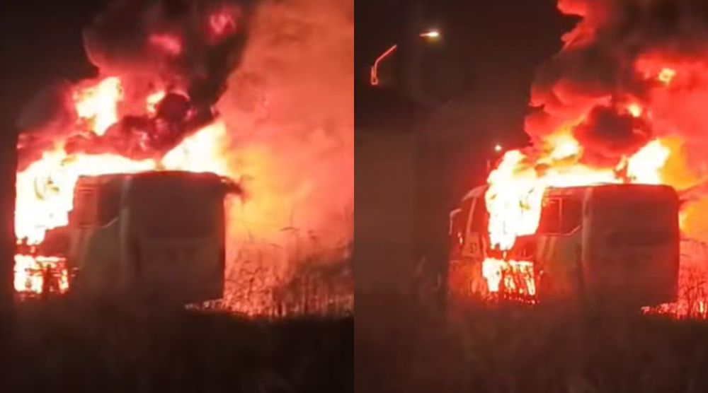 Incendio ómnibus en Rocha