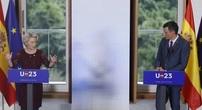 Sánchez y Von der Leyen, en conferencia de prensa en Madrid.