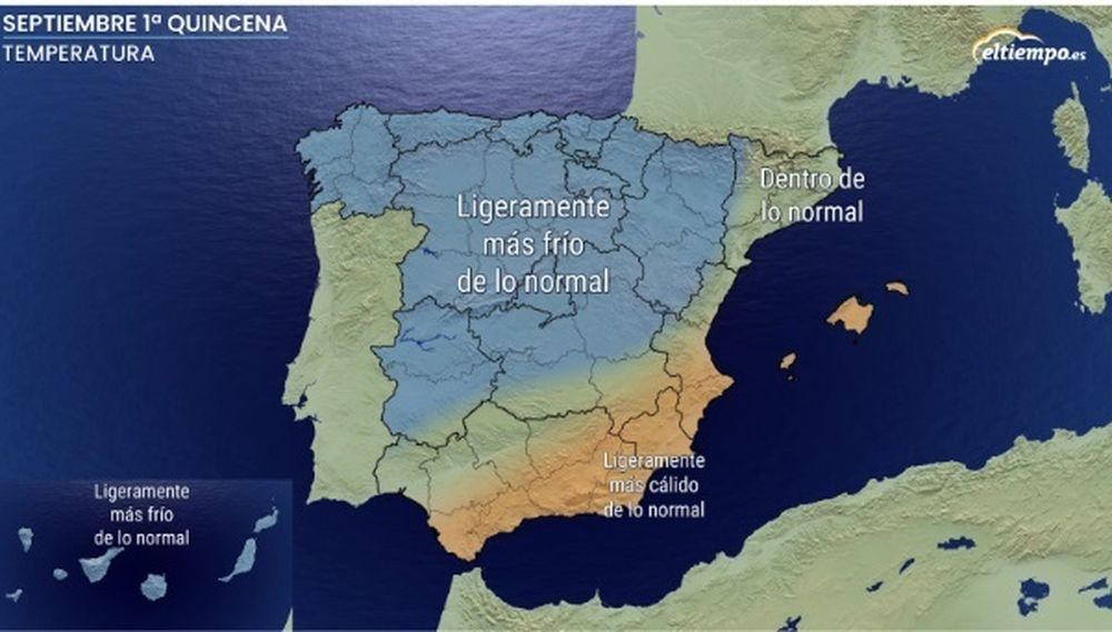 La primera quincena de septiembre será más húmeda y fresca en gran parte de la Península y Canarias, según Eltiempo.Es