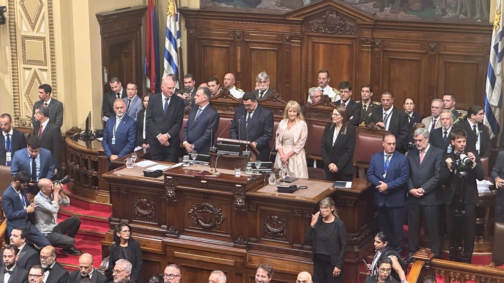 Yamandú Orsi y Carolina Cosse en la Asamblea General