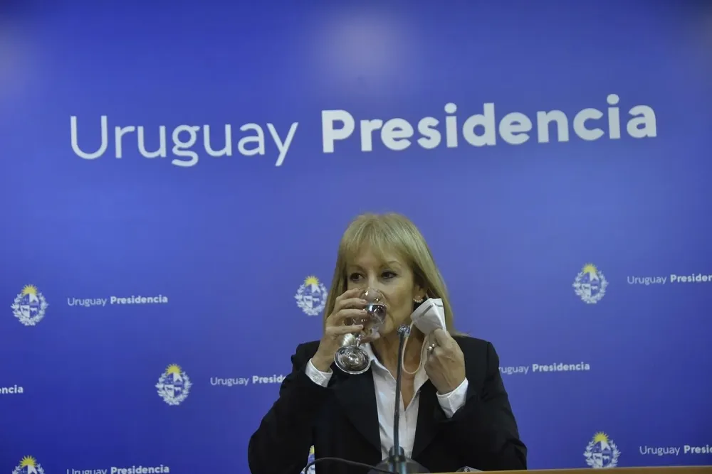 Carolina Cosse durante una conferencia en Torre Ejecutiva. Archivo