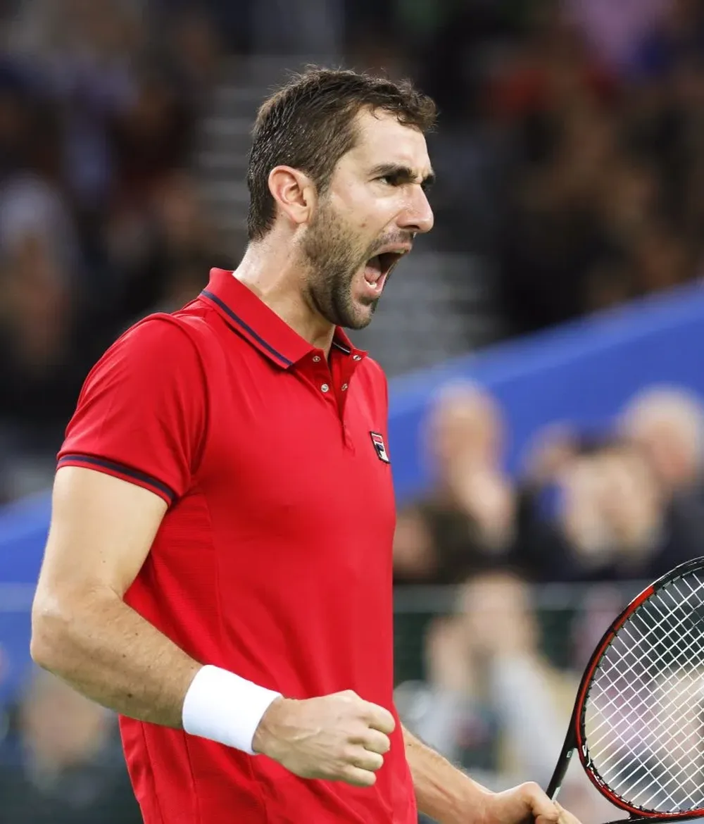El festejo de Marin Cilic tras el 1-0