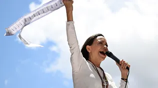 María Corina Machado en una manifestación en Venezuela. Archivo