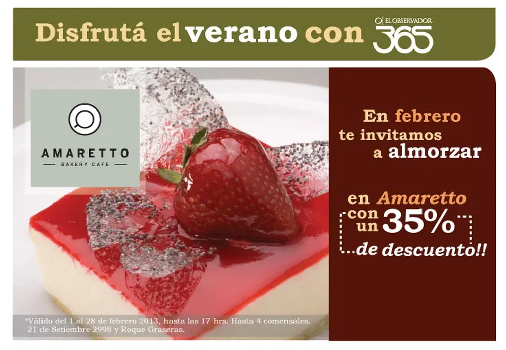 Elegí lo que quieras del delicioso menú de Amaretto y descontále 35%