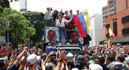 María Corina Machado junto a Williams Dávila en una manifestación la semana pasada en Venezuela