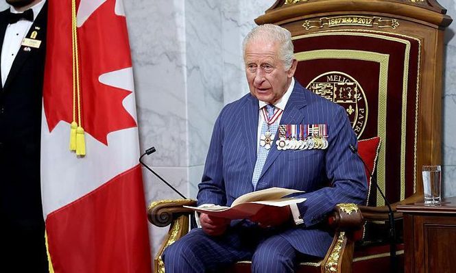 Carlos III durante su discurso en el Parlamento de Canadá.