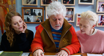 Julianne Moore, Pedro Almodóvar y Tilda Swinton.