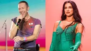 Chris Martin, de Coldplay, y Dua Lipa. 