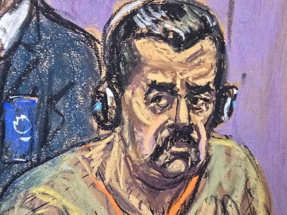 Dibujo de Maduro en la última audiencia ante el juez