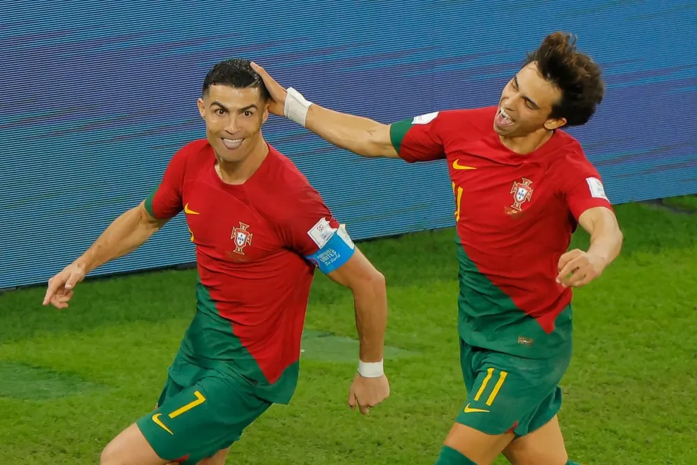 El atacante portugués festeja el gol que abrió el partido ante Ghana
