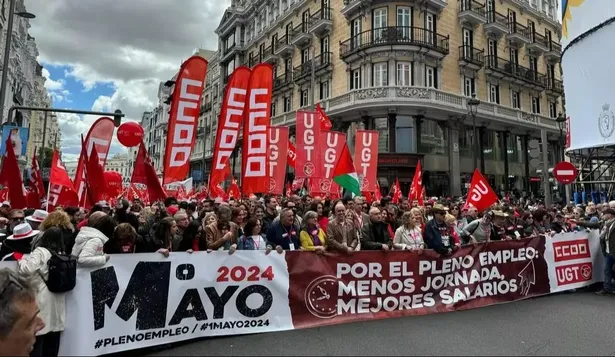 Cabecera de la manifestación del 1 de Mayo en Madrid