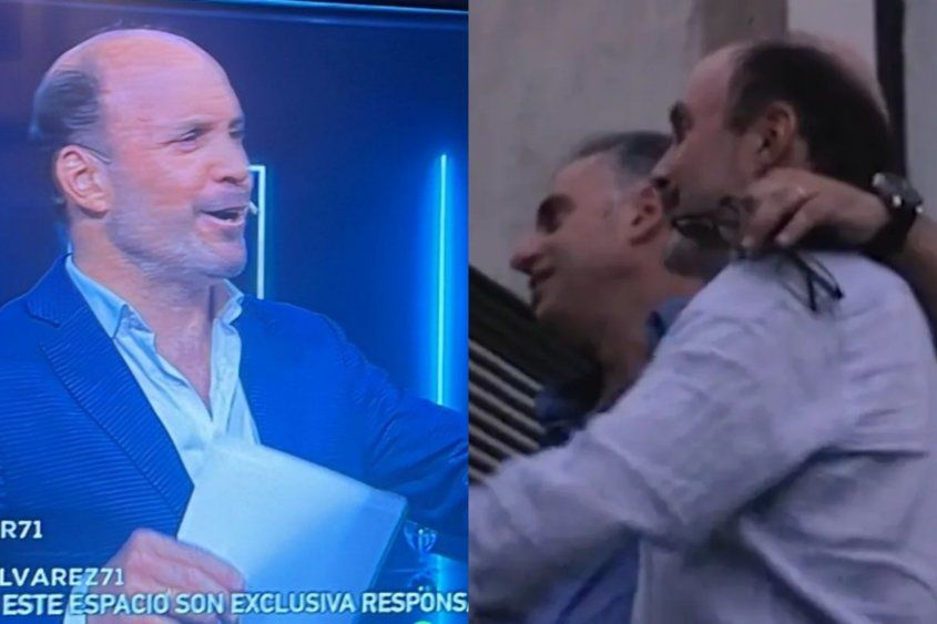 Yamandú Orsi e Ignacio Álvarez en el video difundido, y el zócalo de Canal 4 por la noche