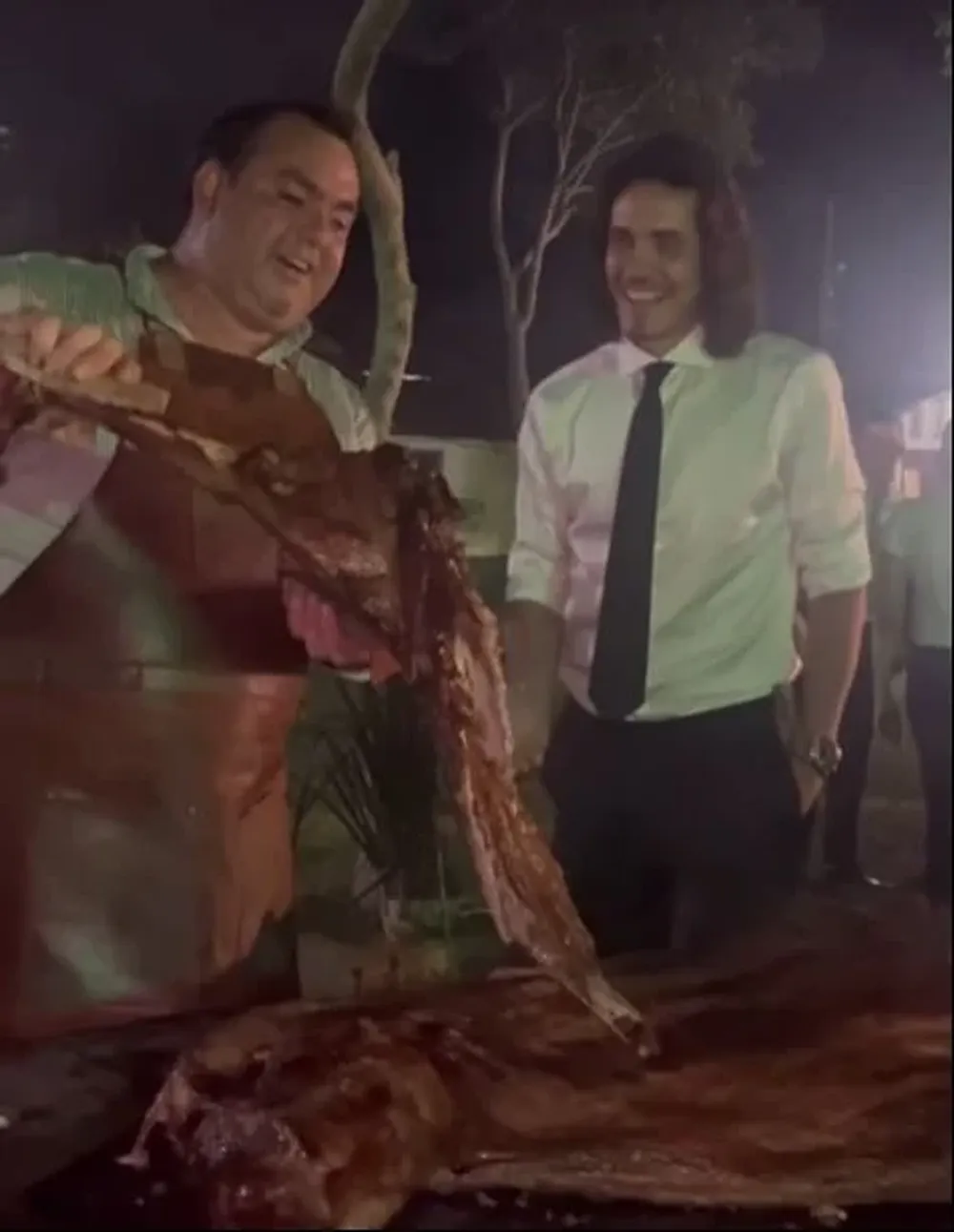 Edinson Cavani y Ale Acland