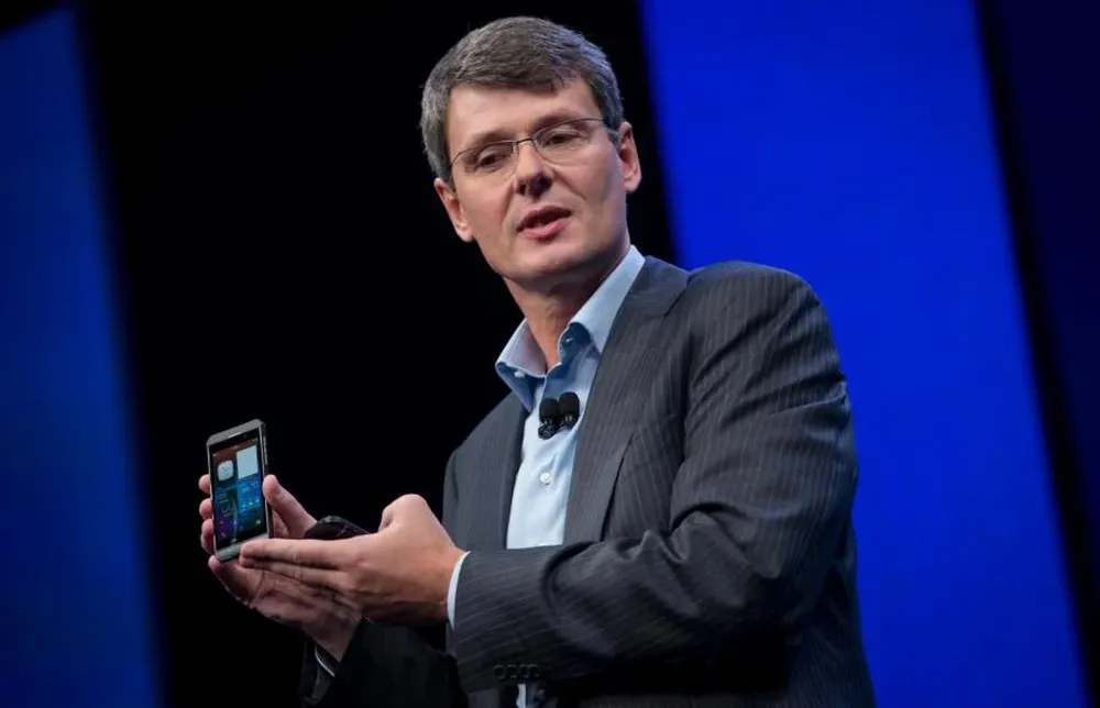 El CEO de BlackBerry, Thorsten Heins, durante la presentación del smartphone con teclado táctil Blackberry Z10
