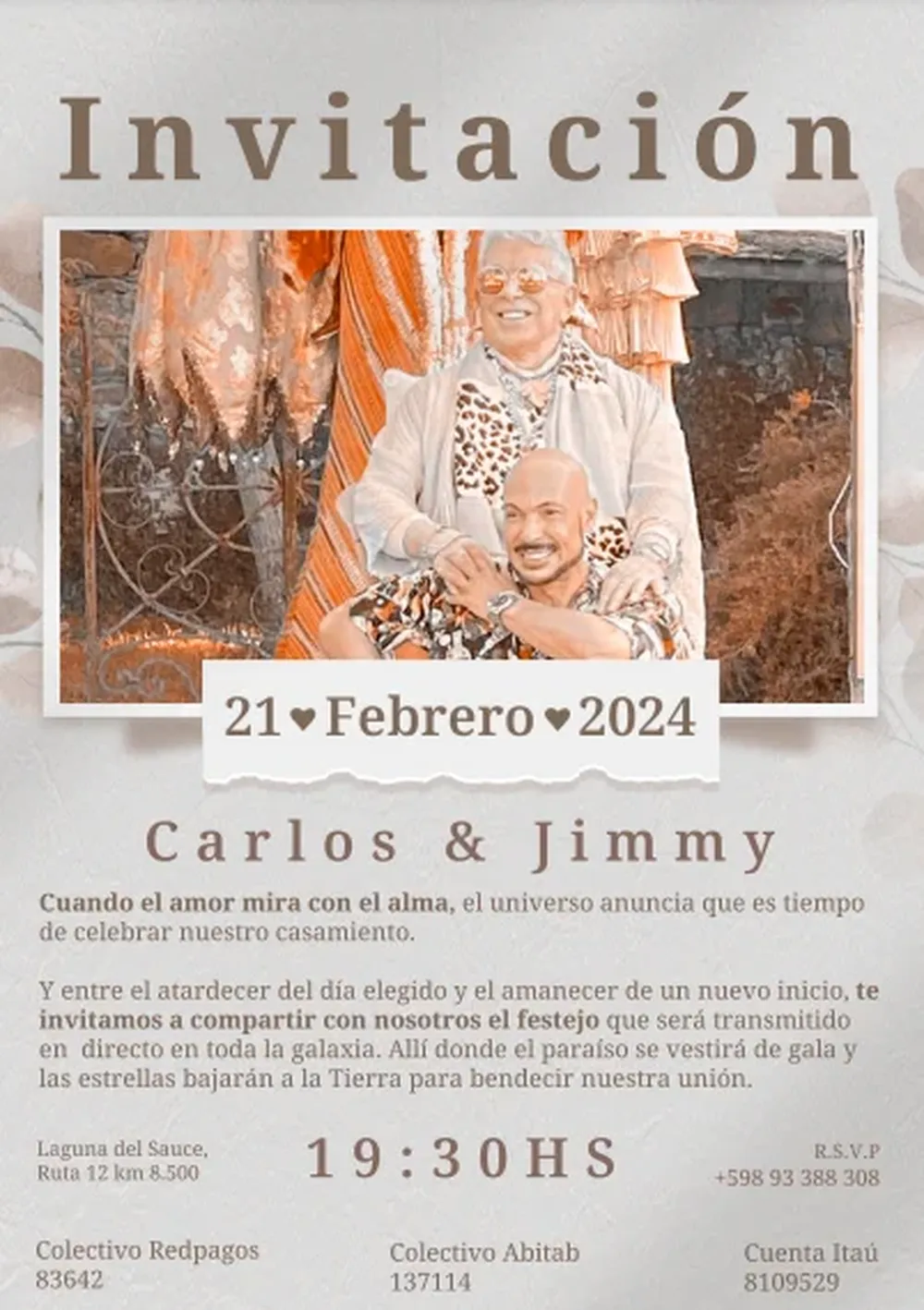 La invitación para el casamiento.
