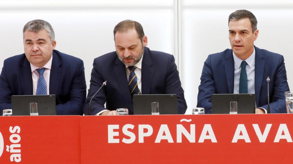 Santos Cerdán, José Luis Ábalos, y Pedro Sánchez.