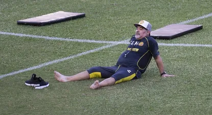 Maradona en su primera práctica en Dorados