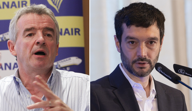 El CEO de Ryanair, Michael O´Leary y el ministro de Consumo Pablo Bustinduy.