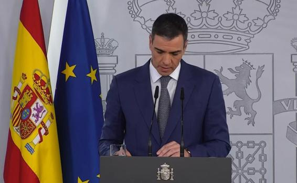El presidente del Gobierno español, Pedro Sánchez, en su segundo mensaje tras el apagón.
