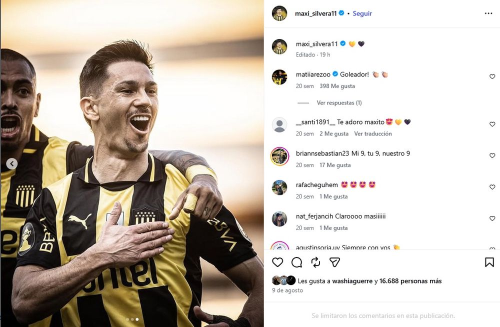 Aquí se puede apreciar, arriba a la derecha, que Maximiliano Silvera hace 19 horas que editó el texto y ya no aparece más 