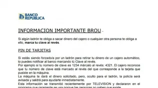 Falso comunicado que circula nuevamente del BROU