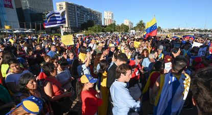Manifestación de venezolanos en Uruguay.&nbsp;