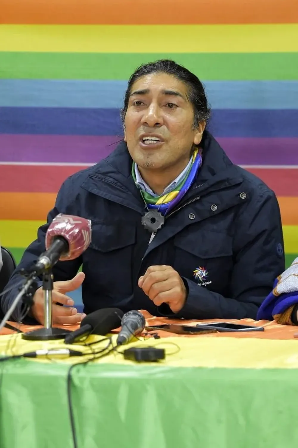 El candidato presidencial ecuatoriano Yaku Pérez durante una rueda de prensa