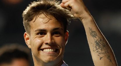 Jeremía Recoba celebra su gol para Nacional ante Progreso