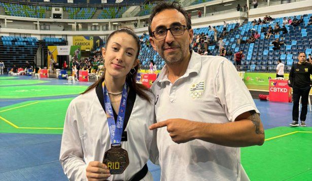 Sara Grippoli con su entrenador, Mayko Votta