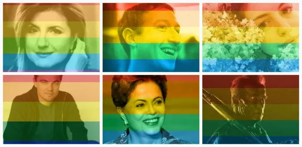 Arianna Huffington, Mark Zuckerberg, Anne Hathaway, Leonardo DiCaprio, Dilma Rousseff y Arnold Schwarzenegger cambiaron su foto de perfil para apoyar el matrimonio igualitario en EEUU