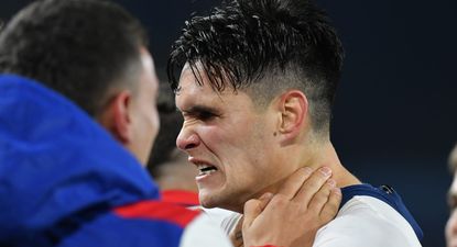 Ruben Bentancourt celebra su gol para Nacional ante Danubio