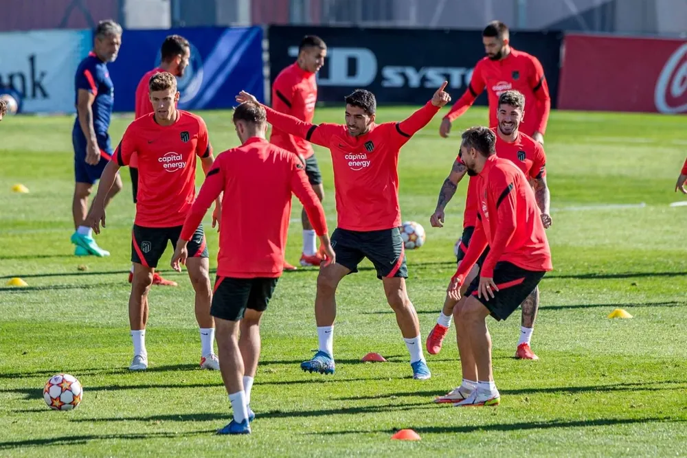Suárez en el entrenamiento del Atlético de Madrid