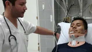 Tumiri cuando lo atendieron en 2016 tras salvarse de la tragedia de Chapecoense