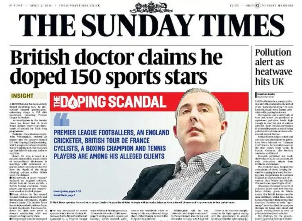 La tapa de The Sunday Times