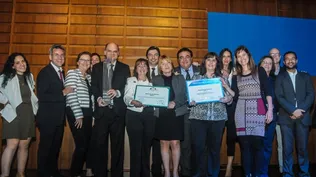 La delegación de ANTEL encabezada por Andrés Tolosa