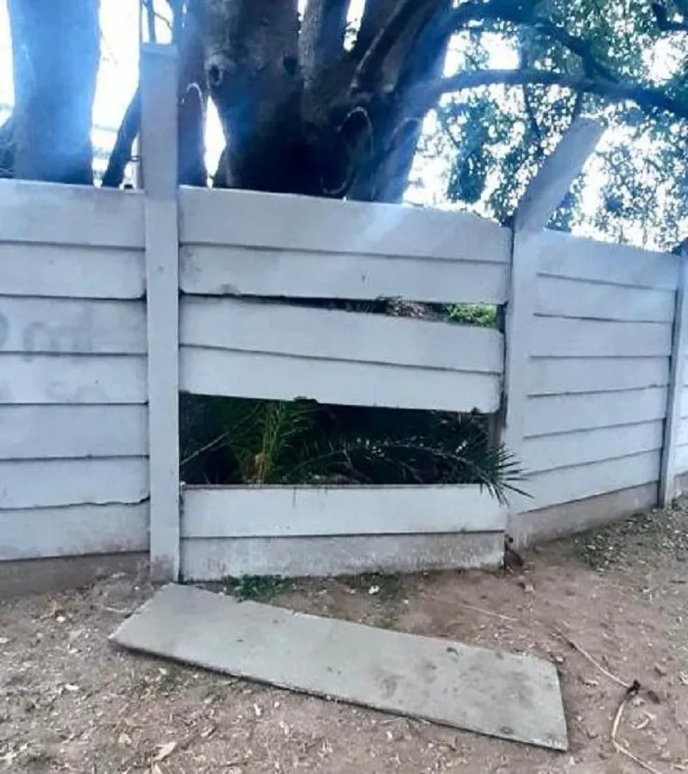 Así rompieron el muro perimetral los hinchas de Peñarol