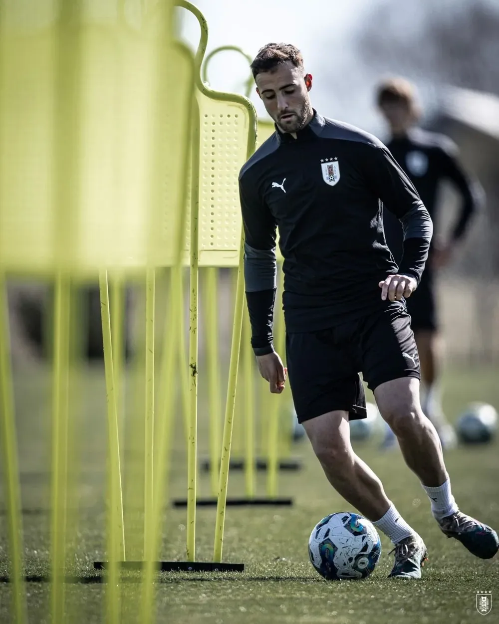 Manuel Monzeglio en una práctica de Uruguay como sparring