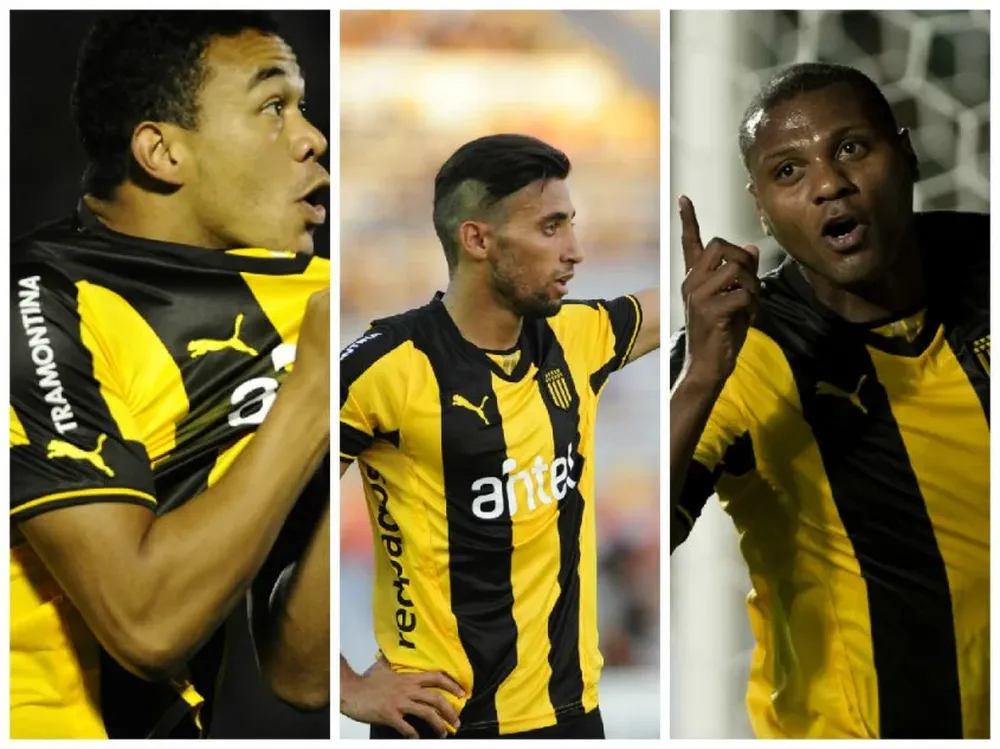 Sebastián Píriz, Jonathan Urretaviscaya y Marcelo Zalayeta