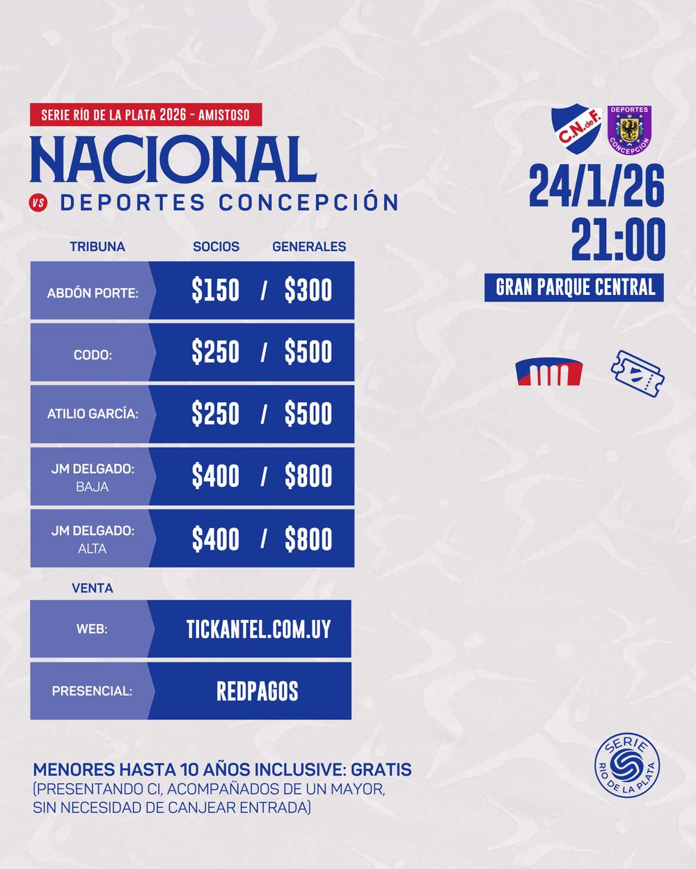 Entradas para Nacional vs Deportes Concepción